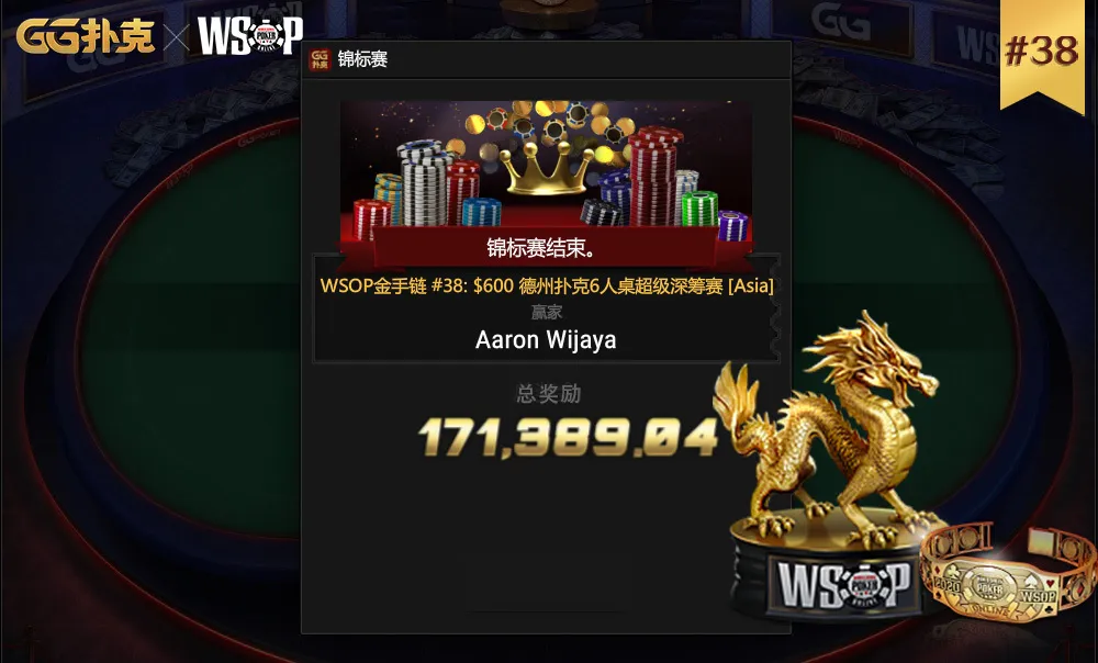 GG扑克WSOP战报：恭喜中国选手夺得冠军，为中国斩获第五条金手链(图2)