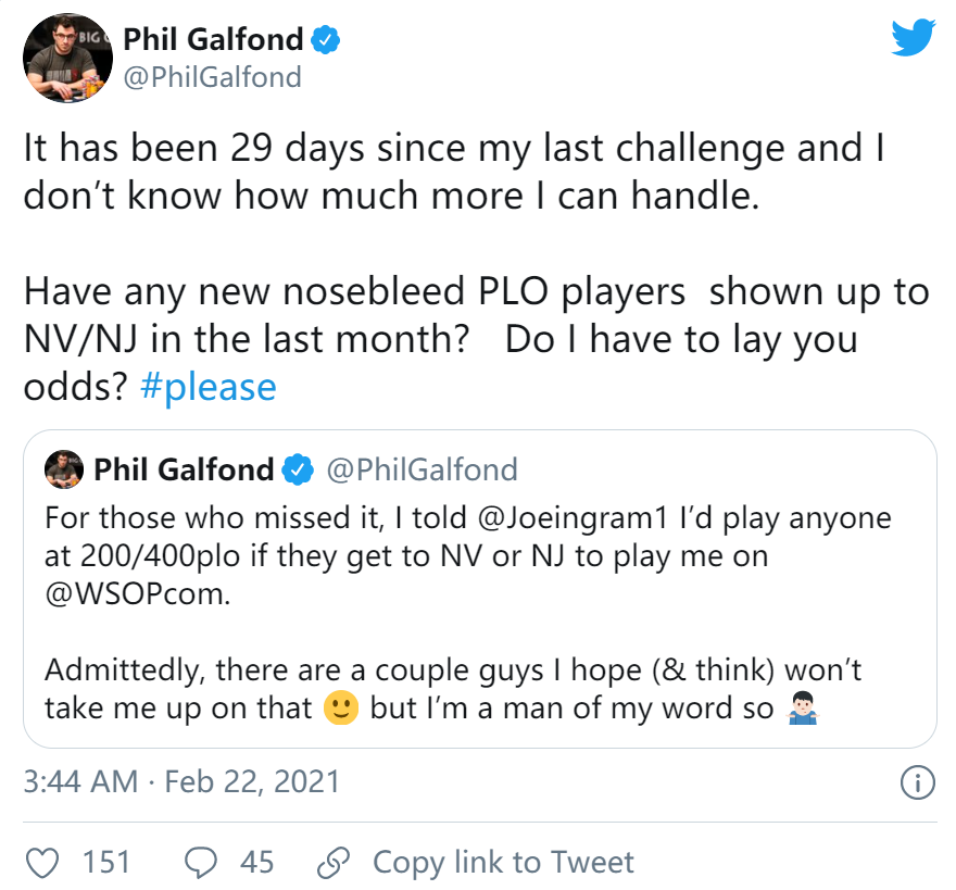 Phil Galfond寻求新挑战者，打无限注德州扑克也行(图1)