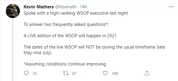 2021年WSOP非常有可能在线下举办(图1)