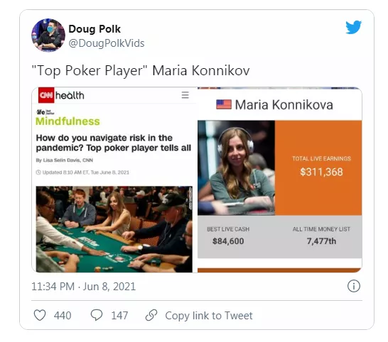Doug Polk取笑Maria Konnikova被称为“顶级扑克玩家” ​(图1)