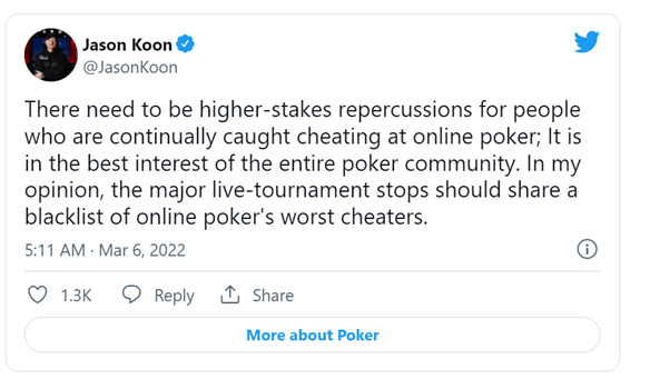 Jason Koon认为现场运营商应禁止在线扑克作弊者(图2)